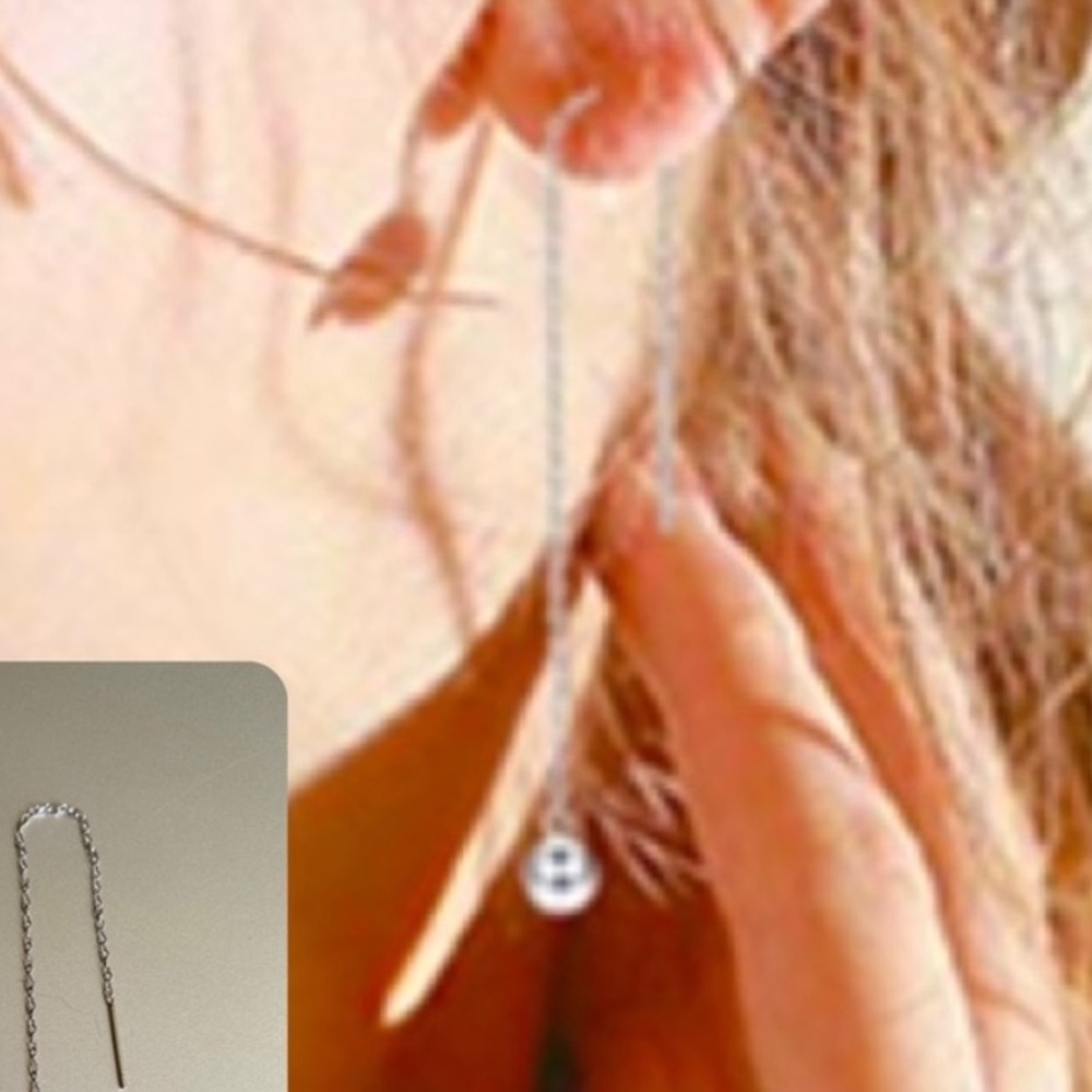 🆕NIP: 925 Ball Bead Dangle Threader Earrings - Picture 2 of 6